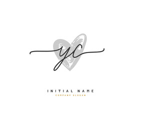 Y C YC Beauty vector initial logo, handwriting logo of initial signature, wedding, fashion, jewerly, boutique, floral and botanical with creative template for any company or business.