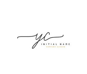 Y C YC Beauty vector initial logo, handwriting logo of initial signature, wedding, fashion, jewerly, boutique, floral and botanical with creative template for any company or business.