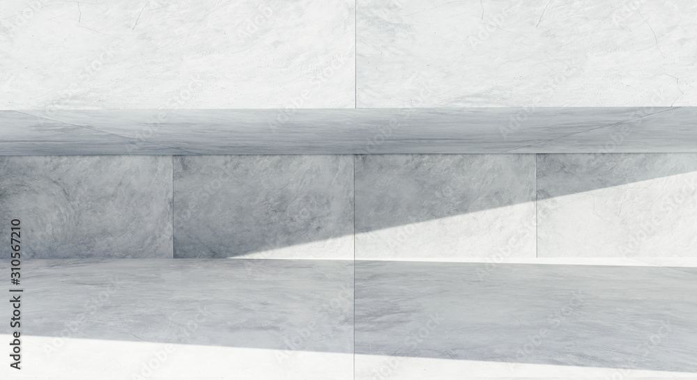 Poster wide modern building with empty floor made of square shaped concrete . 3d rendering .