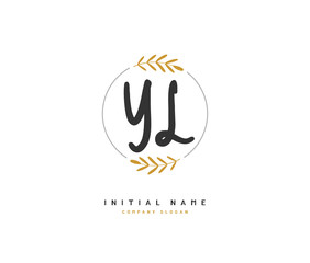 Y L YL Beauty vector initial logo, handwriting logo of initial signature, wedding, fashion, jewerly, boutique, floral and botanical with creative template for any company or business.