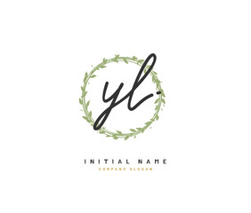 Y L YL Beauty vector initial logo, handwriting logo of initial signature, wedding, fashion, jewerly, boutique, floral and botanical with creative template for any company or business.