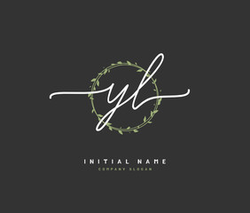 Y L YL Beauty vector initial logo, handwriting logo of initial signature, wedding, fashion, jewerly, boutique, floral and botanical with creative template for any company or business.