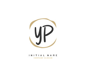 Fototapeta premium Y P YP Beauty vector initial logo, handwriting logo of initial signature, wedding, fashion, jewerly, boutique, floral and botanical with creative template for any company or business.