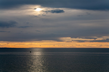 sunset on a lake in Mongolia