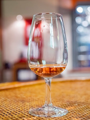 Close up shot of glass cup of wine