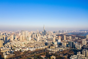 Obraz premium Skyline of Nanjing City in A Sunny Day Taken with A Drone