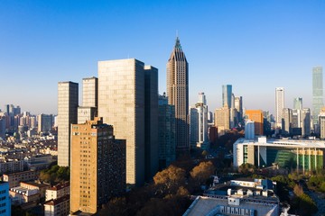 Obraz premium Skyline of Nanjing City in A Sunny Day Taken with A Drone