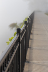Obraz premium Sidewalk in the fog along lake