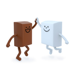 Character concept of milk meet chocolate,Clipping path,3d rendering.