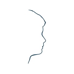 Face profile view. Elegant silhouette of male head. Beautiful man portrait. Thin line style