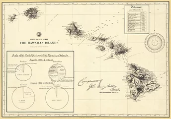 Fototapeten Hawaiian Islands 1896 Antique Restored Reproduction Map © Phil Cardamone