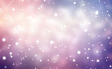 Pink purple blue sparkler backdrop decorated snow pattern. Winter mystery blurred background. Christmas magical empty festive illustration. Glare defokused texture. New Year outdoor decor. 