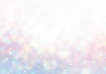 Snow iridescent blurred texture. Winter light empty background. White pink blue glare pattern. Christmas wonderful holiday illustration. New Year magical festive decoration. Iridescent shimmer. © avextra