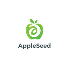 Green Healthy Apple Seed Growth Vector Illustration Logo