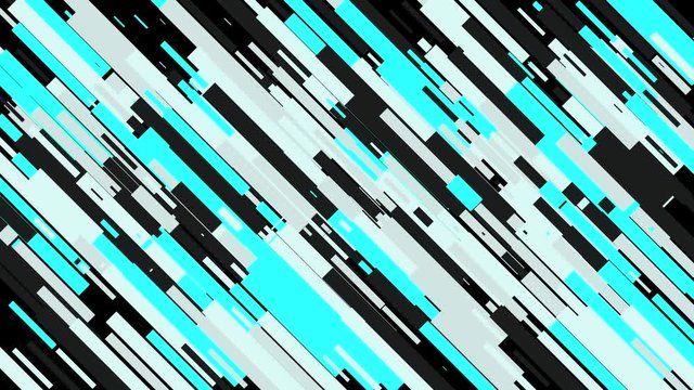 Abstract geometric pattern. Animation. Abstract animation of colorful line patterns moving diagonally on the black background.