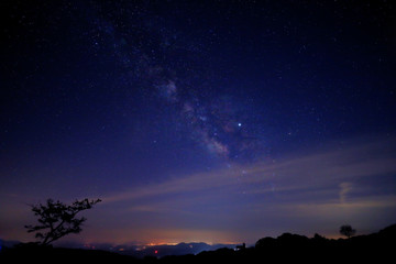 Fototapeta na wymiar 은하수가 보이는 밤 하늘의 아름다운 풍경