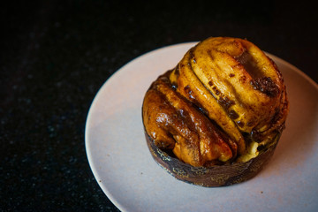 Sticky bun on a plate