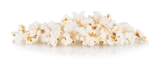 group of popcorn isolated on white background - obrazy, fototapety, plakaty