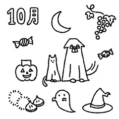 10月素材　犬と猫