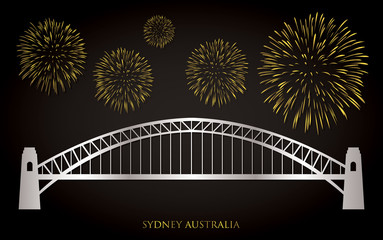 Elegant gold and silver Sydney fireworks card in vector format.