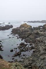 foggy rocky coast line of norther California