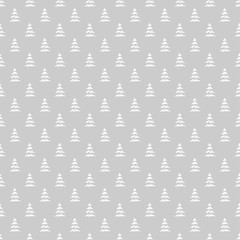 Seamless abstract pattern with christmas trees. Print for your design. Black and white illustration