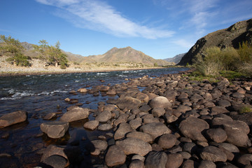 Landscapes of Mongolia, Hovd river big stones