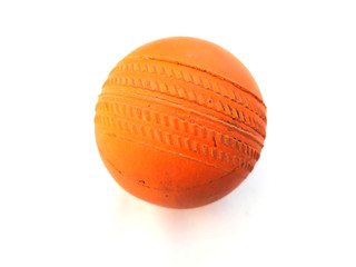 a orange color dirty rubber ball isolated on white background