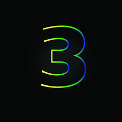 Modern Vector Logo Number 3. 3 Number Design Vector