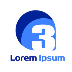 Modern Vector Logo Number 3. 3 Number Design Vector