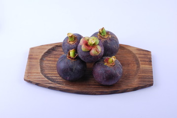 Fototapeta premium asian tropical mangosteen fruit on white background