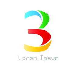 Modern Vector Logo Number 3. 3 Number Design Vector
