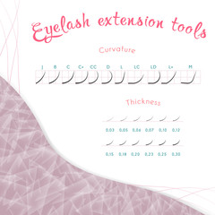 Curvature and thickness of eyelashes