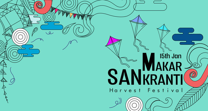 Modern And Creative Happy Makar Sankranti Festival Background DecoratION