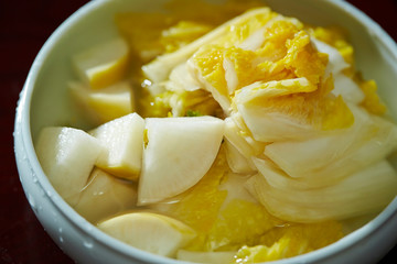 Korean Chinese cabbage and turnip pickles 