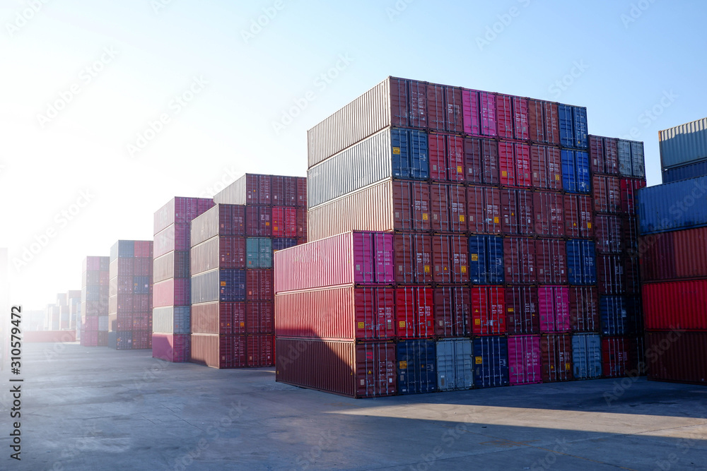 Wall mural Stack containers for import and export concepts.