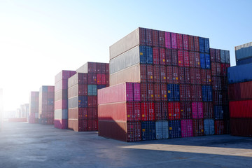 Fototapeta premium Stack containers for import and export concepts.