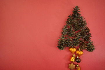 merry christmas ornament from pine cone illustrated pine tree and crystal ball