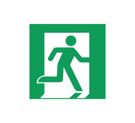 Emergency Exit Sign. Vector illustration, flat design