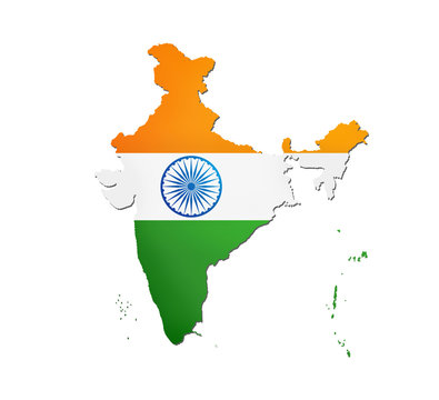 INDIA MAP WITH INDIA FLAG ON BACKGROUND
