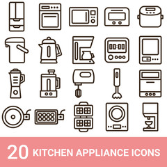 商品アイコン　キッチン家電　ライン　20セット
