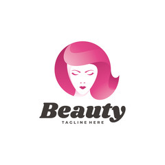 Modern Gradient of Beauty Woman Face Hair Illustration Logo Icon