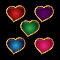 Luxury heart shape vector symbol with different color