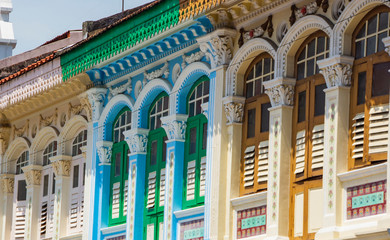  beautiful windows in an old building. Singapore architecture. unusual windows. windows of the world. multi-colored windows