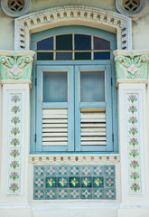 beautiful window in an old building. Singapore architecture. unusual windows. windows of the world