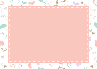 ステッチフレーム　ハートパステルカラー背景