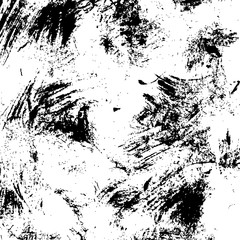 Grunge texture of black paint on a white background. Brush strokes, free layout. Dirt smeared on paper.