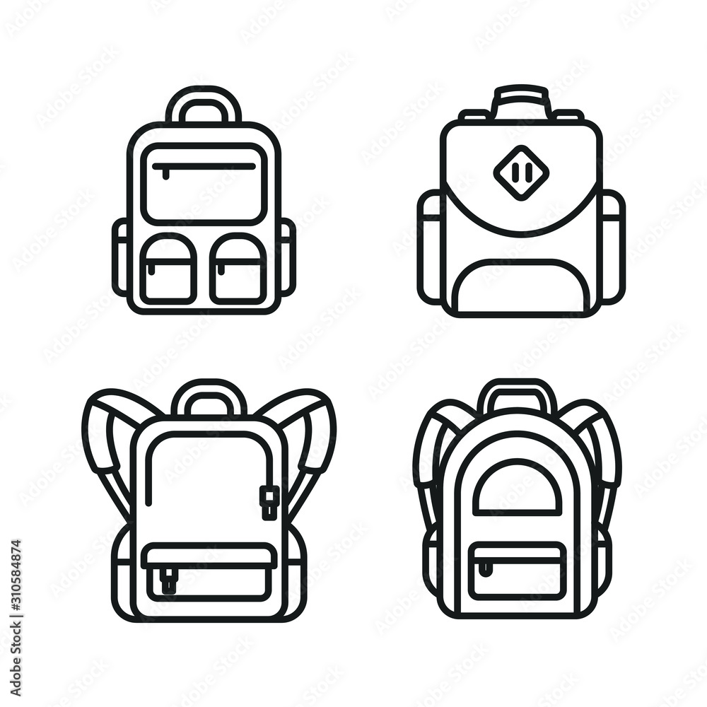 Aufkleber backpack icon template color editable. school bag symbol vector sign isolated on white background il