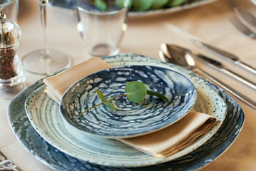 Luxury table setting for event in a restaurant