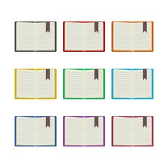 Open book color icon set isolated on white background